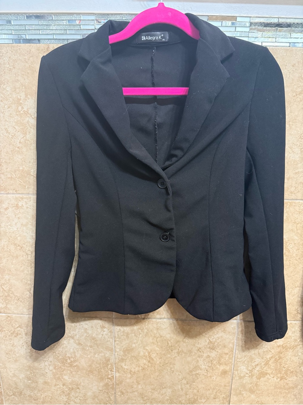 Allegra K Black Women's Fitted Two-Button Blazer